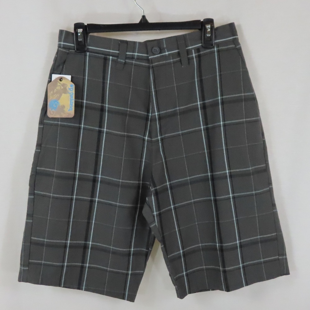 NWT Burnside Dark Grey Plaid Shorts Sz 30